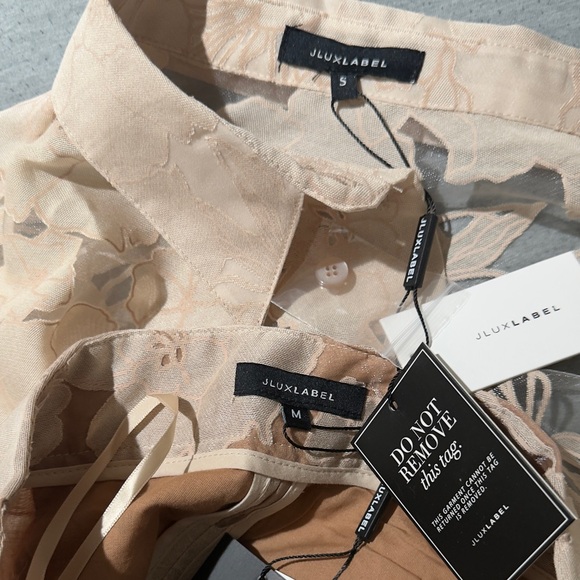 JLUXLABEL Sheer Floral Jumpsuit in Cream and Tan - Picture 8 of 8